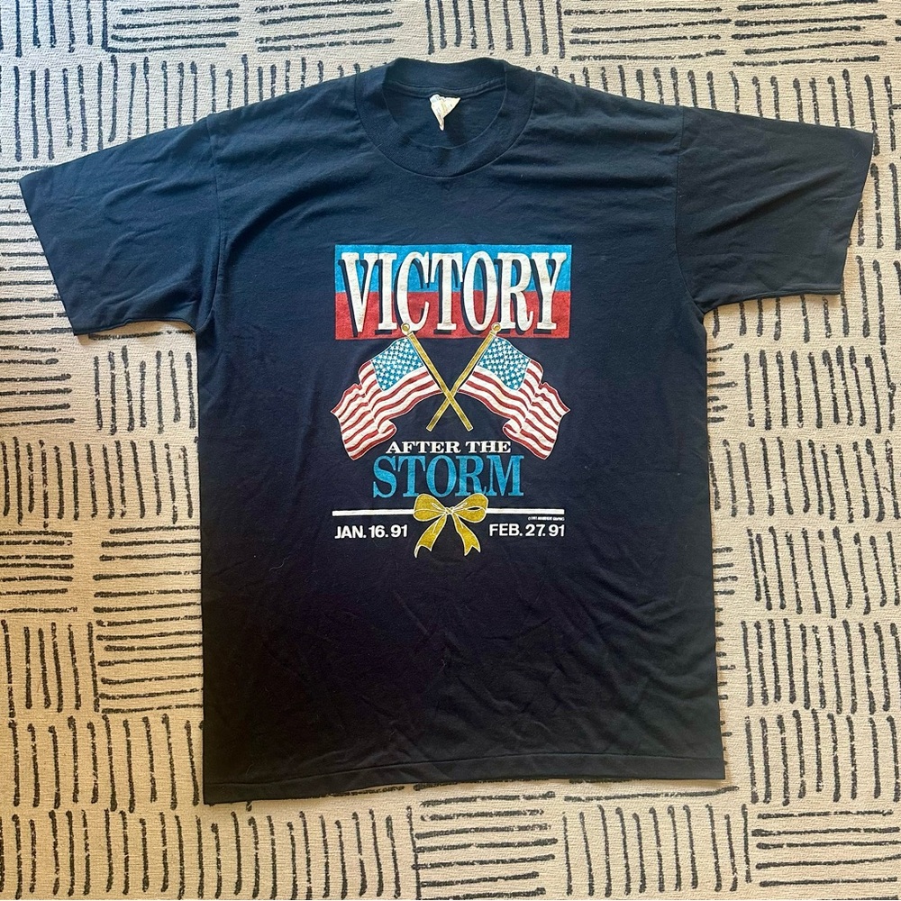Vintage 1991 Victory After the Storm Black T-Shirt